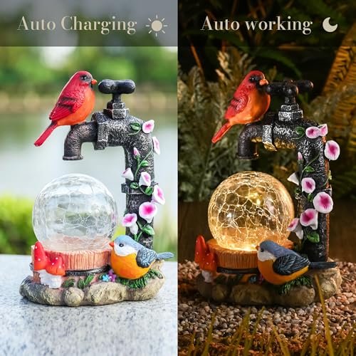 TERESA'S COLLECTIONS Red Cardinal Bird Statues With Solar Lights - Image 5