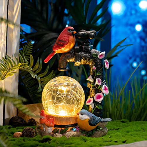 TERESA'S COLLECTIONS Red Cardinal Bird Statues With Solar Lights - Image 2