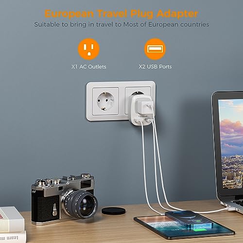 TESSAN European Travel Plug Adapter With USB Ports - Image 3