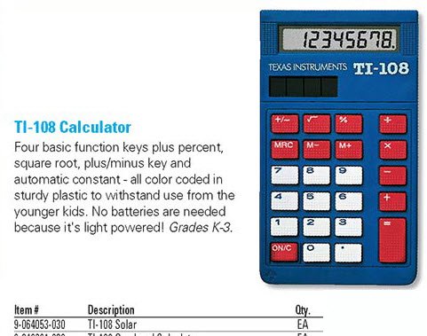 Texas Instruments TI-108 Solar Powered Calculator - Image 3