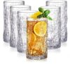 Cididu Textured 12 oz Highball Drinking Glasses Set