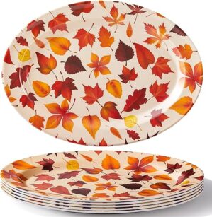 Sliner Thanksgiving Melamine Fall Leaves Platter (6 Pack)