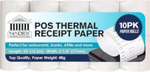 Nadex Thermal Label Receipt Paper, 2-1/4″ x 50ft, 10 Rolls