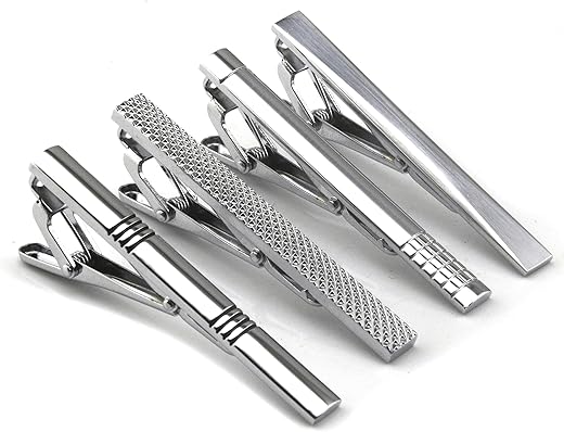 Lystaii Tie Tack Pins Silver Necktie Clips Set