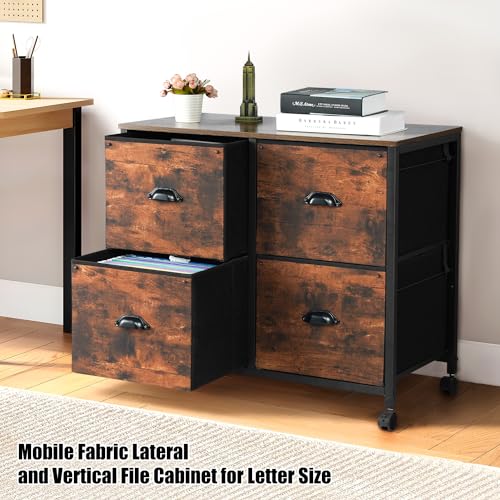 TOPSKY 4 Drawers Mobile Fabric File Cabinet - Image 4