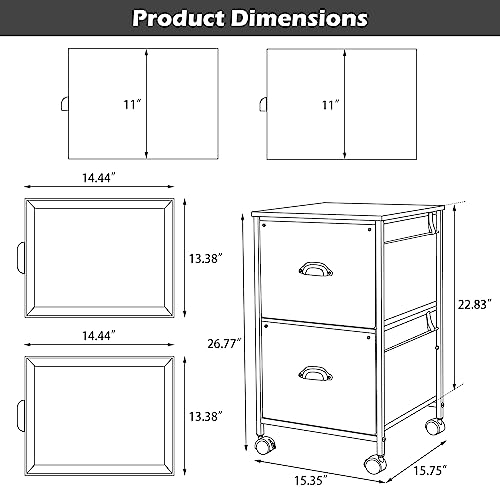 TOPSKY Fabric Vertical File Cabinet, Rustic Brown - Image 3