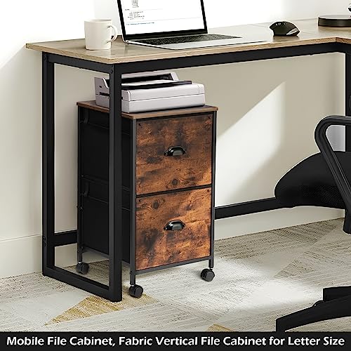 TOPSKY Fabric Vertical File Cabinet, Rustic Brown - Image 4