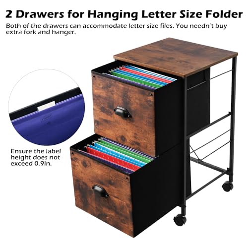TOPSKY Fabric Vertical File Cabinet, Rustic Brown - Image 5