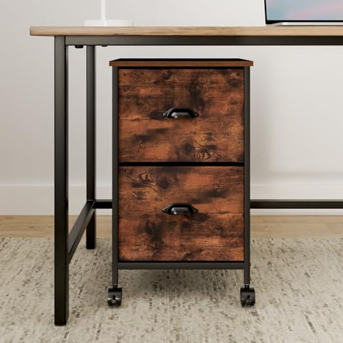 TOPSKY Fabric Vertical File Cabinet, Rustic Brown - Image 2
