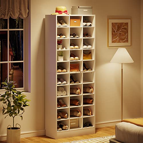 Tribesigns 10-Tier Shoe Storage Cabinet, White - Image 4