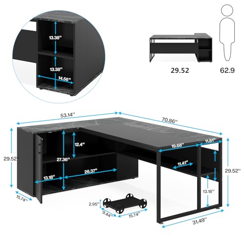 Tribesigns Executive L Shaped Desk With Storage - Image 2