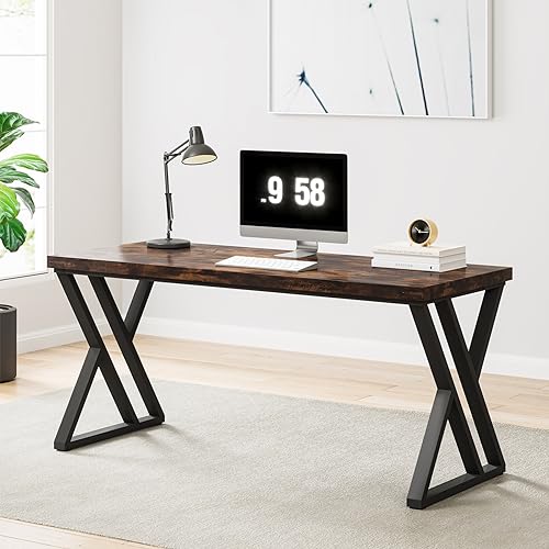 Tribesigns Rustic Brown 55-Inch Computer Desk - Image 5