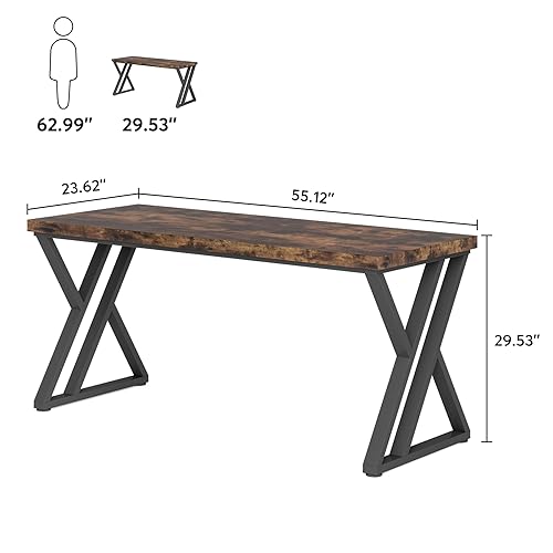 Tribesigns Rustic Brown 55-Inch Computer Desk - Image 2