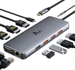 LIONWEI Triple Display Docking Station, 13-in-1