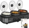 Sunvivi Triple Slow Cooker Buffet Server 4.5 QT