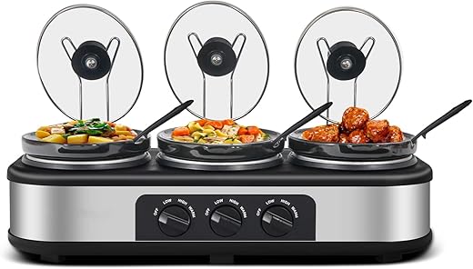 X WINDAZE Triple Slow Cooker With Lid Rests