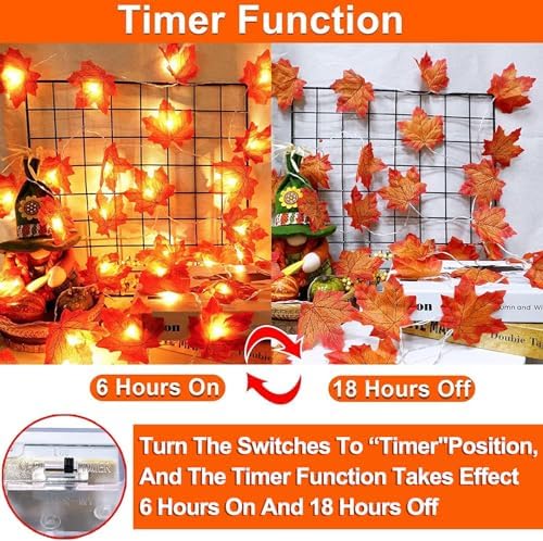 TURNMEON 30Ft Fall Garland 60 LED Leaf Lights - Image 3