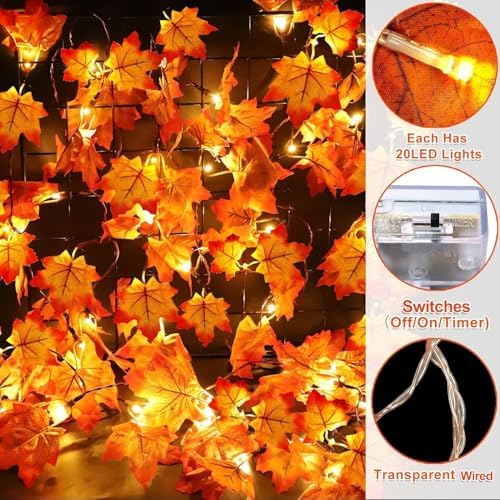 TURNMEON 30Ft Fall Garland 60 LED Leaf Lights - Image 5