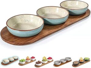 Artena Turquoise Ceramic Chips & Dip Platter