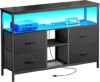 Huuger TV Stand Dresser With LED Lights