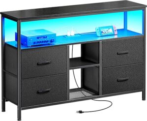 Huuger TV Stand Dresser With LED Lights