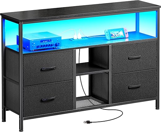 Huuger TV Stand Dresser With LED Lights