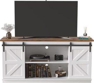 JUMMICO TV Stand For 65 Inch TV, Bright White