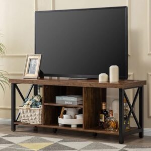 GAZHOME TV Stand For Up To 55 Inches, Rustic Brown