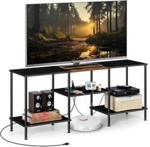 melos TV Stand With Power Outlets, Black