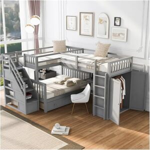 WQQ1196FFFFWAAAAA Twin Over Full L-Shaped Bunk Bed