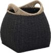 Household Essentials Two Tone Seagrass Basket, Black