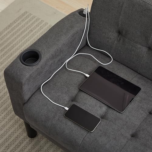 TYBOATLE 62 Inch Linen Upholstered Tufted Loveseat Sofa - Image 5
