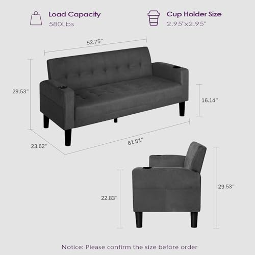 TYBOATLE 62 Inch Linen Upholstered Tufted Loveseat Sofa - Image 2
