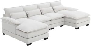HFRUUWSEHJJKK U-Shaped 6-Seat Upholstered Sectional Sofa