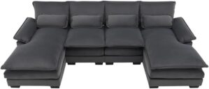 HFRUUWSEHJJKK U-Shaped Sectional Sofa With Pillows