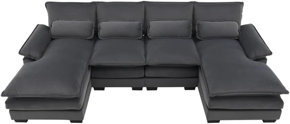 HFRUUWSEHJJKK U-Shaped Sectional Sofa With Pillows