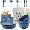 Homienly Unbreakable Microwave Safe Dinnerware Set (Blue)