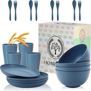 Homienly Unbreakable Microwave Safe Dinnerware Set (Blue)