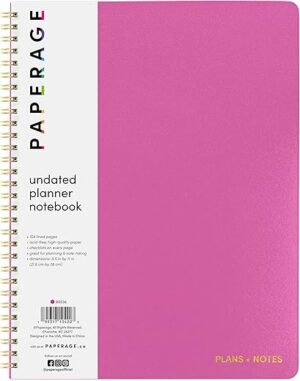 PAPERAGE Undated Daily Planner Notebook, Raspberry