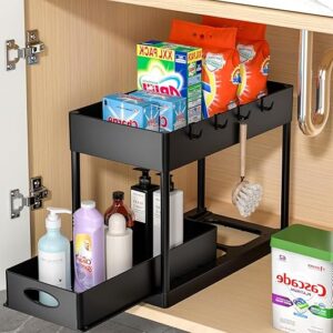 PUILUO Under Sink 2-Tier Basket Organizer