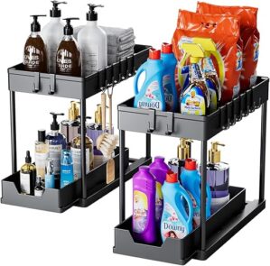 mosala Under Sink Organizer 2-Pack, Black