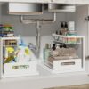 REALINN Under Sink Pull Out Cabinet Organizer, White