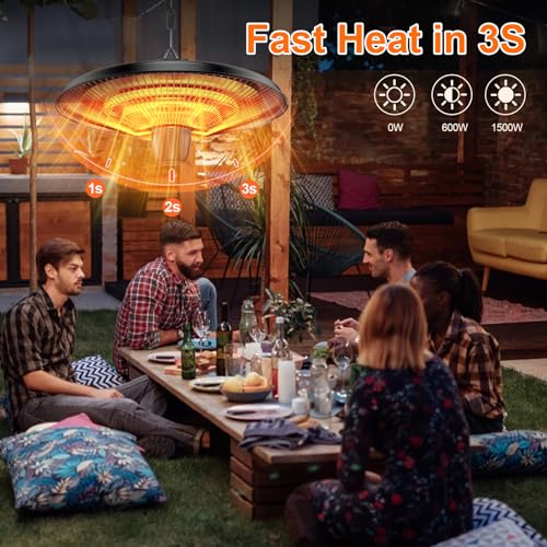 Uniflasy 1500W Electric Hanging Patio Heater - Image 3