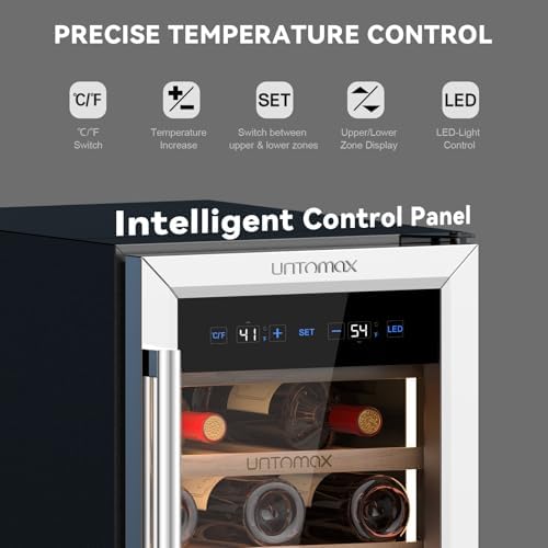 UNTOMAX Dual Zone Wine Fridge, 33 Bottles - Image 4