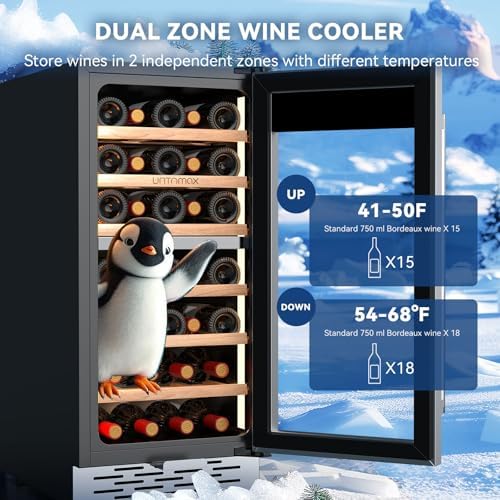 UNTOMAX Dual Zone Wine Fridge, 33 Bottles - Image 2