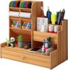 Marbrasse Upgraded Wooden Pencil Holder Organizer