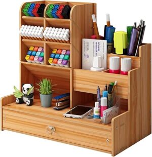 Marbrasse Upgraded Wooden Pencil Holder Organizer