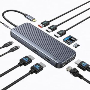LIONWEI USB C Docking Station For 3 Monitors