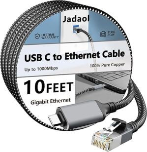 Jadaol USB C To Ethernet Cable 10 FT