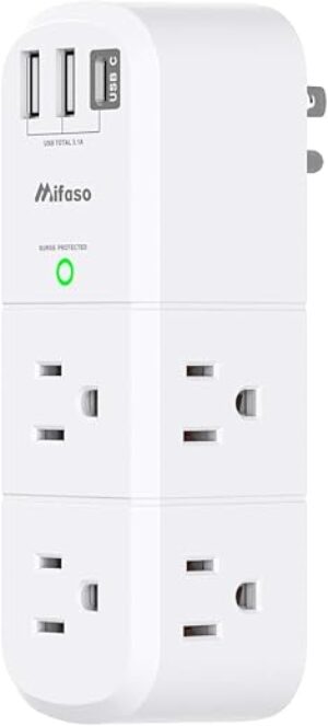 Mifaso USB Outlet Extender Surge Protector, 3-Sided